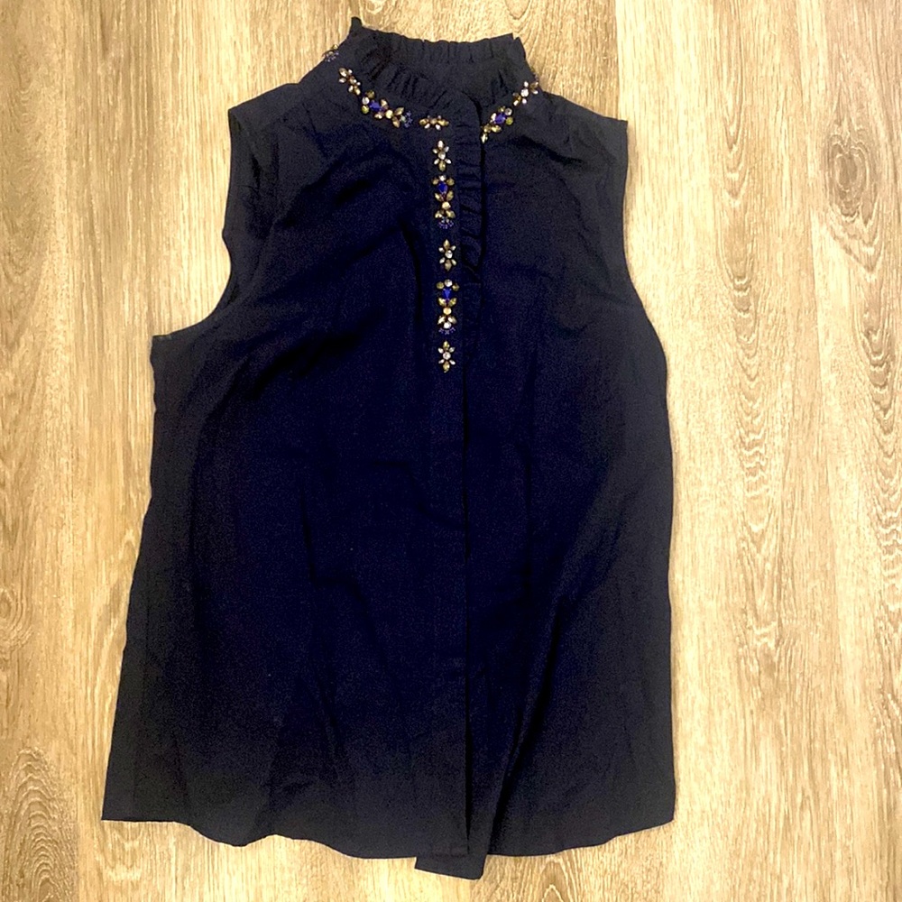 J. Crew Rhinestone Sleeveless Button Down
